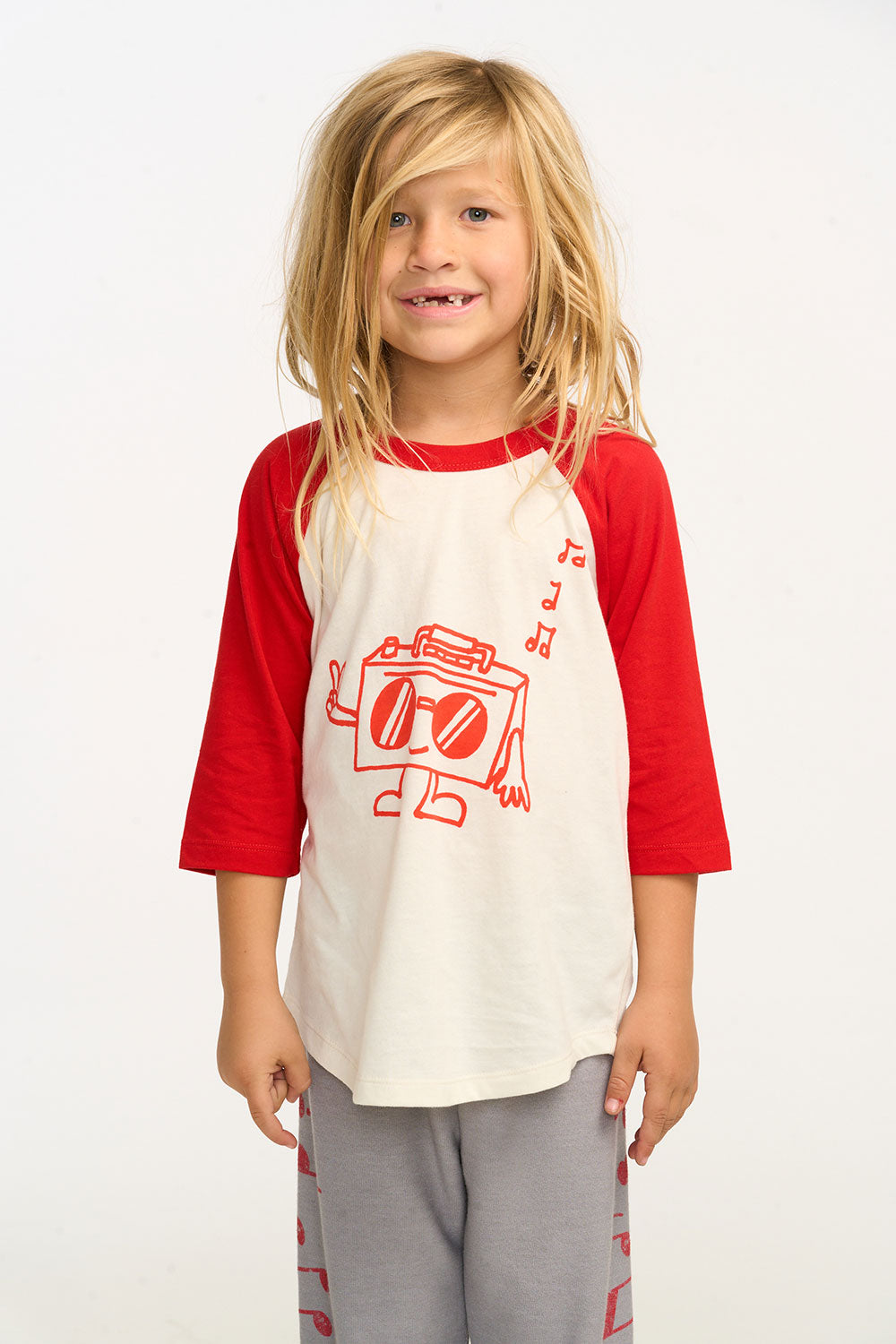 Number 04 in Red Raglan Baseball Tee