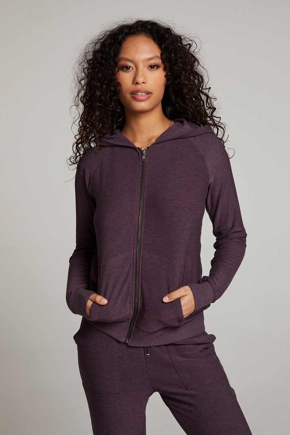 Plum Perfect Long Sleeve Raglan Zip Up Hoodie