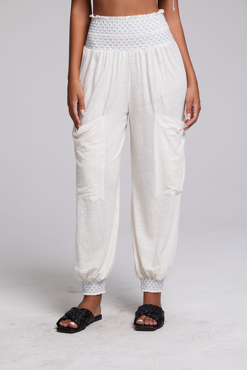 Embroidered Cotton Jersey Harem Trouser