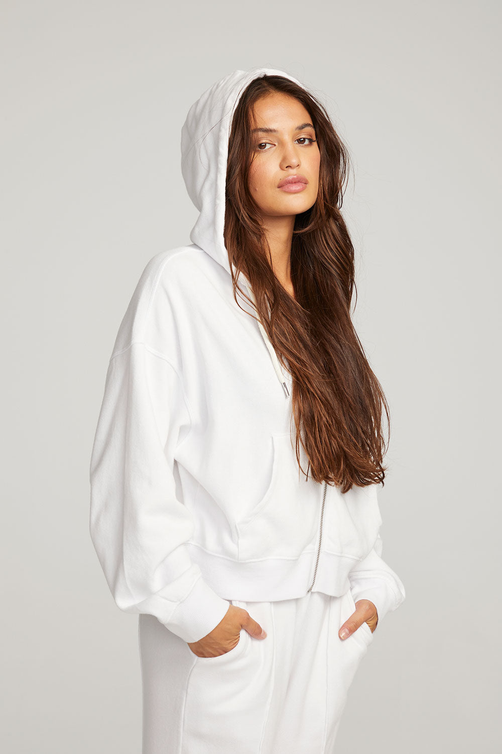 Ladies white zip up hoodie online