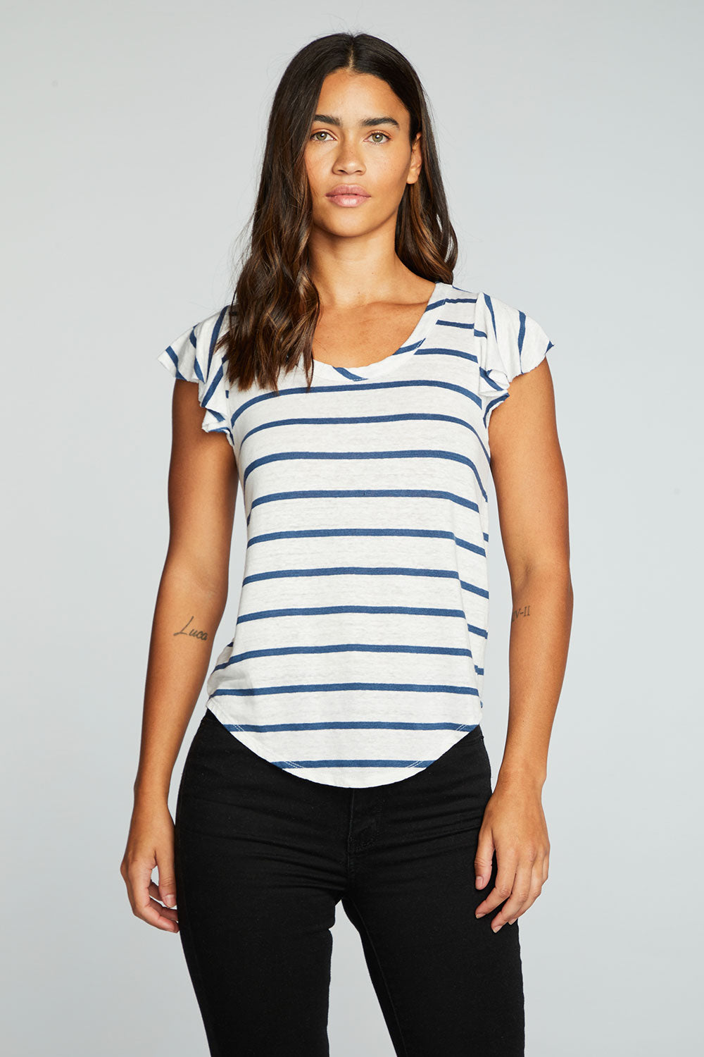 Linen Jersey V Neck T-Shirt