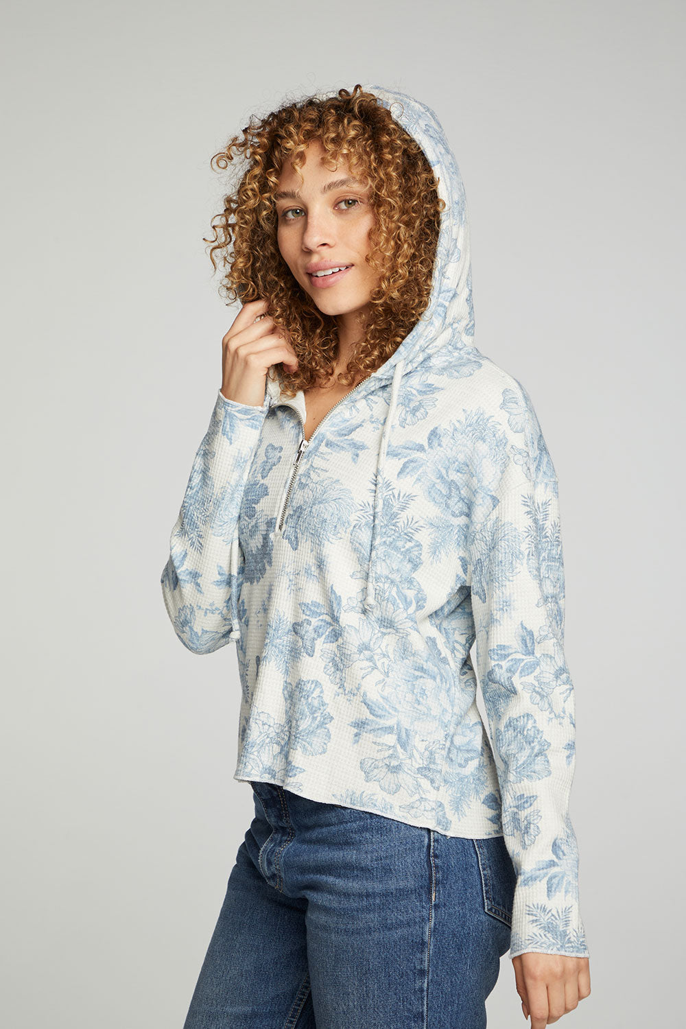 Floral zip up discount hoodie