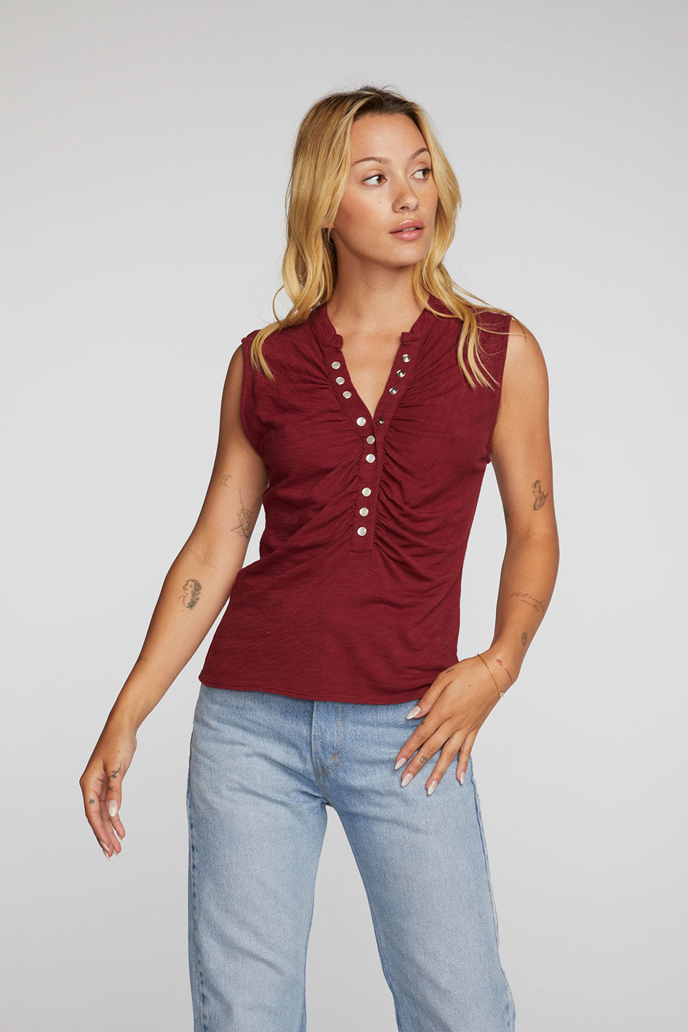 Linen Jersey Strappy Ruffle Cami