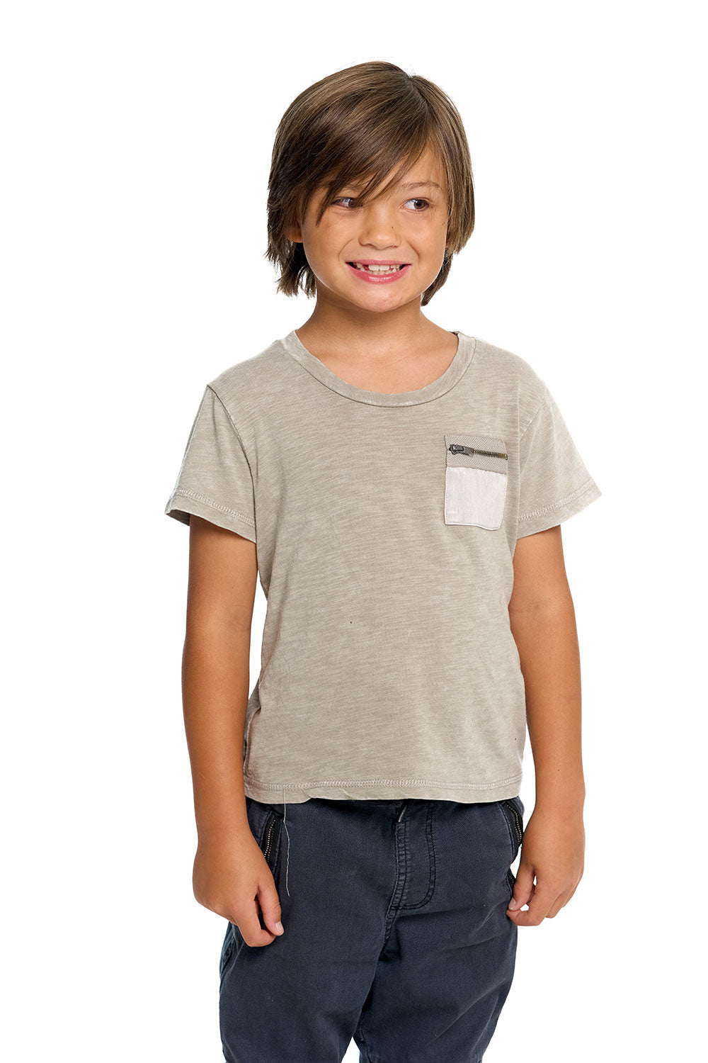 Boys Gauze Jersey Zip Pocket Short Sleeve Tee