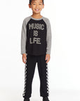 Music Is Life Boys Baseball Tee