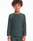 Boys Forest Pine Raglan Pullover with Piping