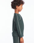 Boys Forest Pine Raglan Pullover with Piping