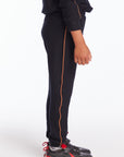 Boys True Black Track Pant with Piping