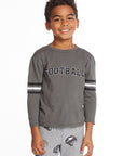 Football Stripes Boys Long Sleeve Crew Neck Tee