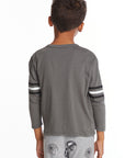 Football Stripes Boys Long Sleeve Crew Neck Tee