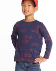 Fire Trucks Boys Long Sleeve Crew Neck Tee