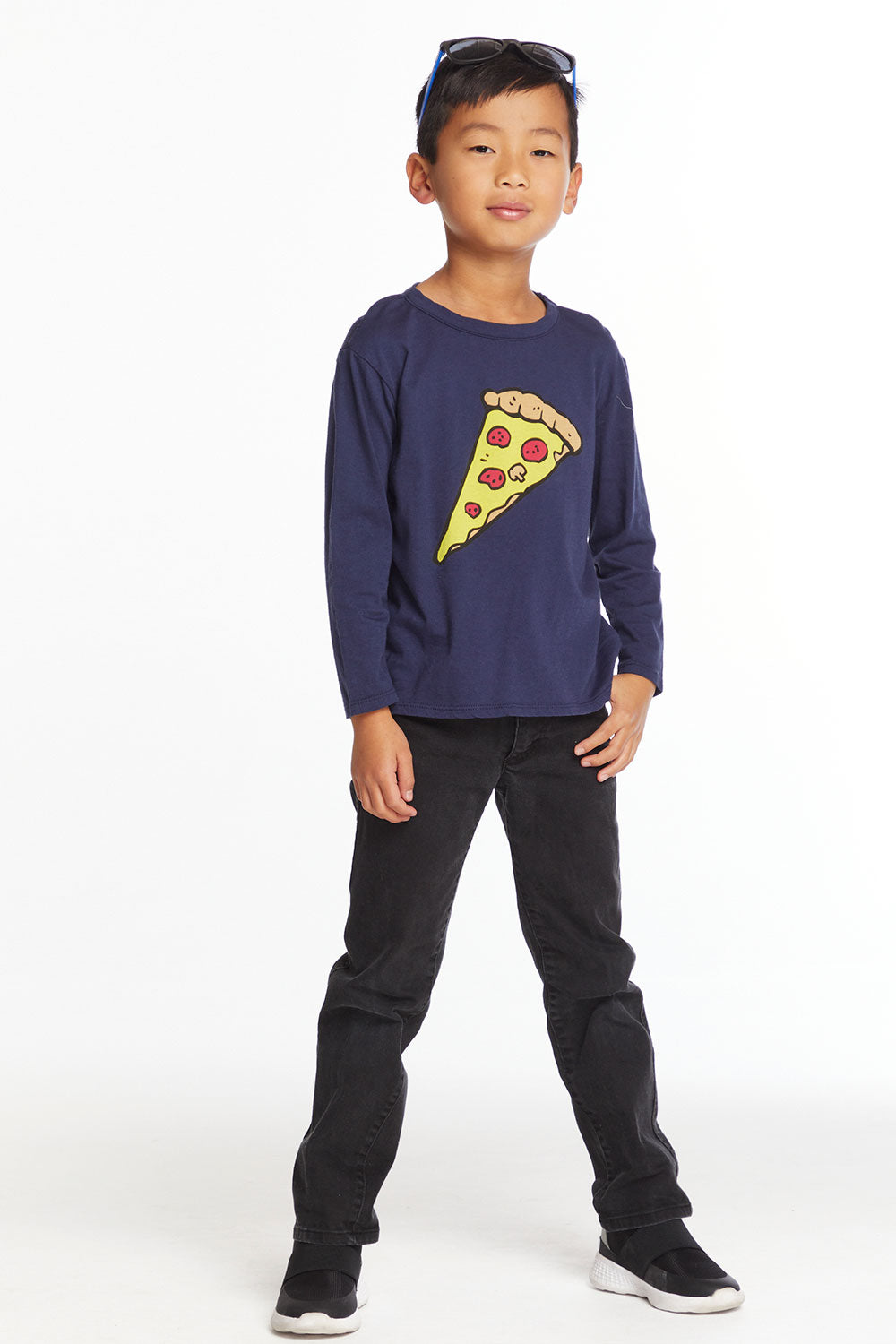 Pizza Love Boys Long Sleeve Crew Neck Tee