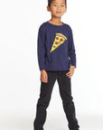 Pizza Love Boys Long Sleeve Crew Neck Tee