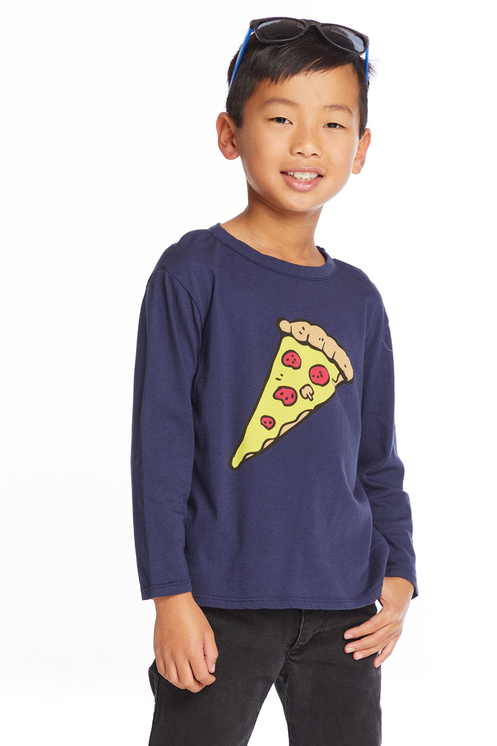 Pizza Love Boys Long Sleeve Crew Neck Tee