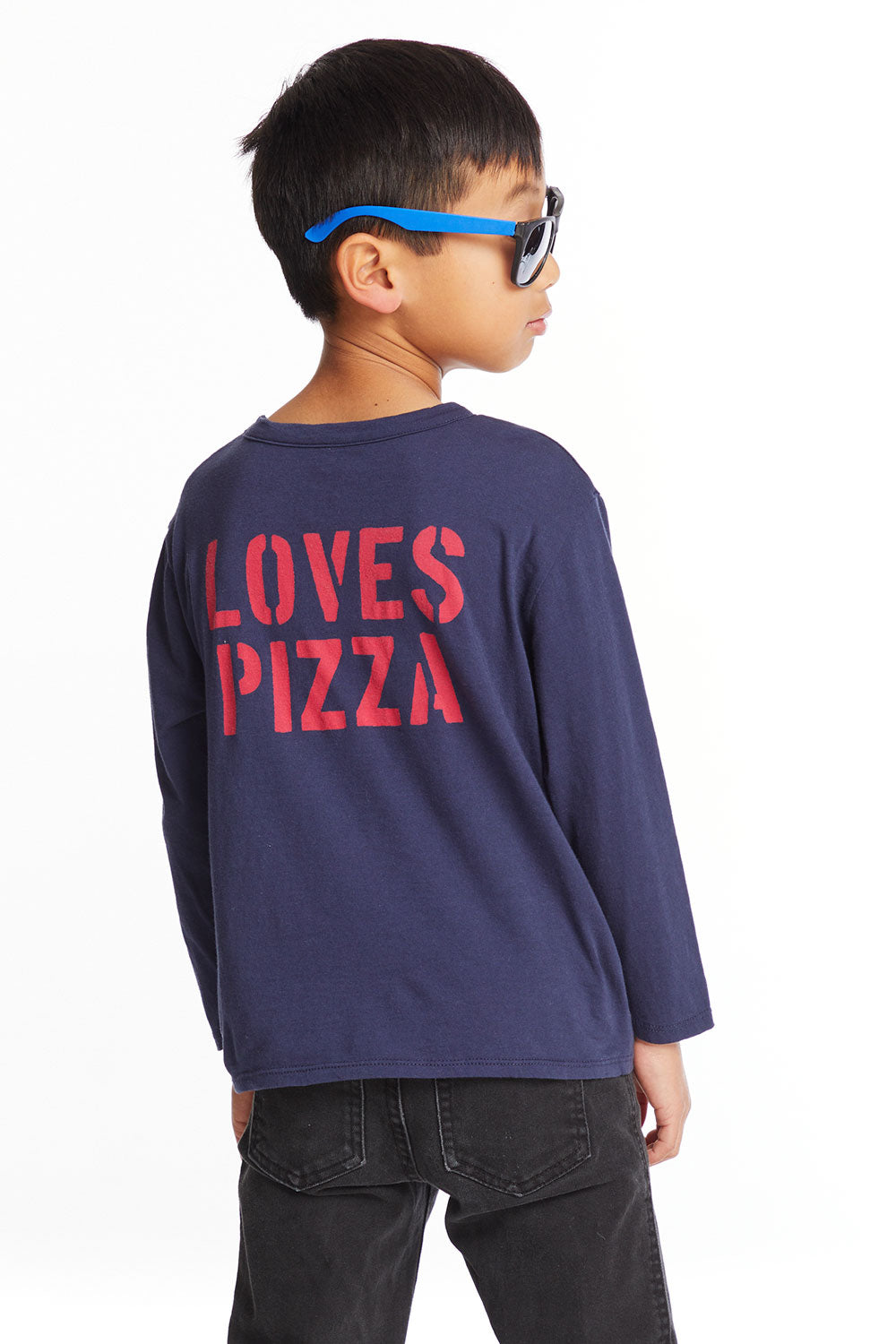 Pizza Love Boys Long Sleeve Crew Neck Tee