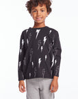 Allover Bolts Boys Long Sleeve Crew Neck Tee