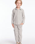 Boys Heather Grey Long Sleeve Button Down Collar Shirt