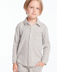 Boys Heather Grey Long Sleeve Button Down Collar Shirt