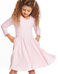 Puff Girls Long Sleeve Ribbon Dress with Twirl Skirt