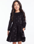 Girls Licorice Puff Long Sleeve Dress with Twirl Skirt