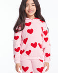 Sugar Heart Girls Semi Cropped Shirred Pullover Hoodie