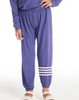 Slim Slouchy Frost Blue Girls Pant with Strappings