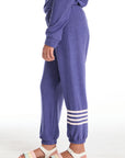 Slim Slouchy Frost Blue Girls Pant with Strappings