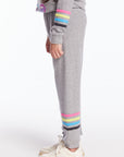 Slim Slouchy Heather Grey Girls Pant with Strappings