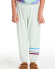 Slim Slouchy Mint Green Girls Pant with Strappings