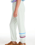 Slim Slouchy Mint Green Girls Pant with Strappings