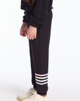 Slim Slouchy True Black Girls Pant with Strappings