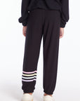 Slim Slouchy True Black Girls Pant with Strappings