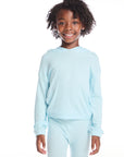 Semi Cropped Shirred Baby Bluejay Girls Hoodie Pullover