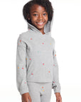 Semi Cropped Shirred Fruity Girls Hoodie Pullover