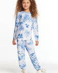 Denim Tie Dye Heart Cozy Knit Sweatpant