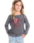 Rolling Stones Rock & Roll Logo Girls Raglan Pullover