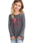 Rolling Stones Rock & Roll Logo Girls Raglan Pullover