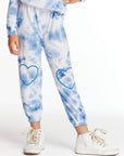 Denim Tie Dye Heart Cozy Knit Sweatpant