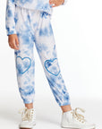 Denim Tie Dye Heart Cozy Knit Sweatpant