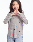 Embroidered Stars & Bolts Girls Long Sleeve