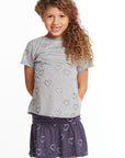 Glitter Hearts Girls Crew Neck Tee