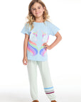 Reflected Rainbow Unicorns Girls Shirttail Tee