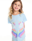 Reflected Rainbow Unicorns Girls Shirttail Tee