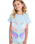 Reflected Rainbow Unicorns Girls Shirttail Tee