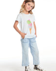 Glitter Ice Cream Cone Girls Shirttail Tee