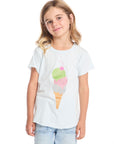 Glitter Ice Cream Cone Girls Shirttail Tee