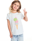 Glitter Ice Cream Cone Girls Shirttail Tee