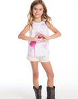 Hand Drawn Hearts Girls Shirttail Muscle Tee