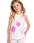 Hand Drawn Hearts Girls Shirttail Muscle Tee