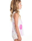 Hand Drawn Hearts Girls Shirttail Muscle Tee